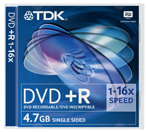 DVD+R4.7 TDK 16x, tokos, vastagtokban
