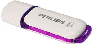 Pendrive 64GB, USB 3.0, PHILIPS Snow Edition, fehér-lila