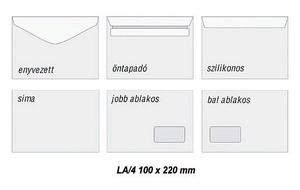 Boríték LA/4, GPV 122204, enyvezett, 1000 db, bélésnyomott, fehér