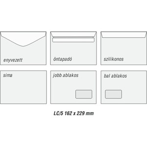 Boríték LC/5, GPV 125303, szilikonos, 500 db, bélésnyomott, fehér