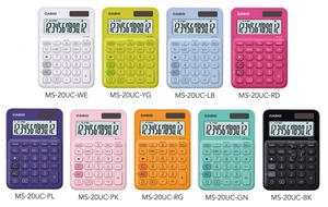 Számológép CASIO MS-20UC, 12 számjegyű, elem + napelem, világoskék