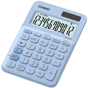 Számológép CASIO MS-20UC, 12 számjegyű, elem + napelem, világoskék