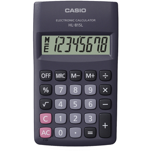 Számológép CASIO HL-815L BK, 8 számjegyű, ceruzaelemes, fekete