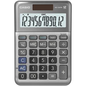 Számológép CASIO MS-120FM, 12 számjegyű, elem + napelemes, szürke