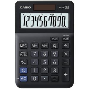 Számológép CASIO MS-10F, 10 számjegyű, elem+napelemes, fekete