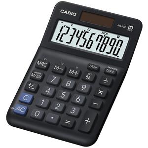 Számológép CASIO MS-10F, 10 számjegyű, elem+napelemes, fekete