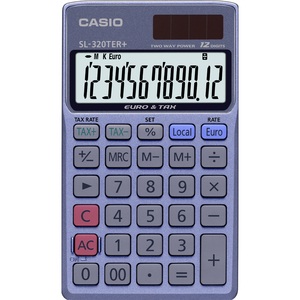 Számológép CASIO SL-320TER+, 12 számjegyű, elem+napelem, nagy kijelző