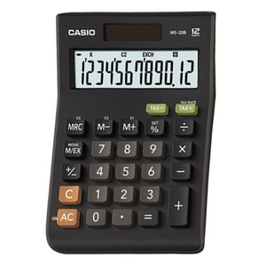 Számológép CASIO MS-20B S, 12 számjegyű, elem + napelemes, fekete