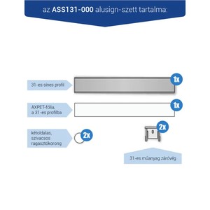 Infótábla, alusign FIX, sínes, 31 mm, 1 sor