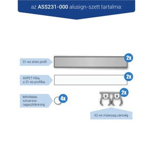 Infótábla, alusign FIX, sínes, 31 mm, 2 sor