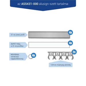 Infótábla, alusign FIX, sínes, 31 mm, 4 sor