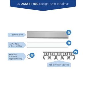 Infótábla, alusign FIX, sínes, 31 mm, 5 sor