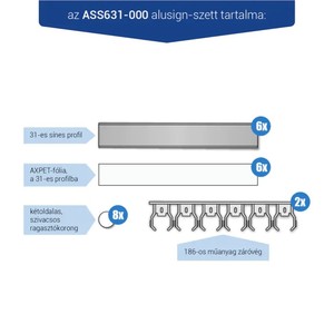 Infótábla, alusign FIX, sínes, 31 mm, 6 sor