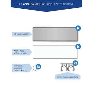 Infótábla, alusign FIX, sínes, 62 mm, 1 sor