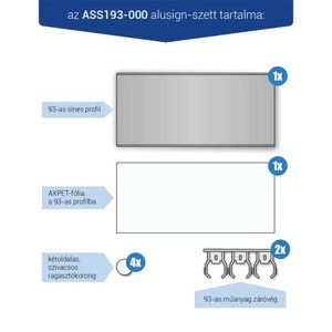 Infótábla, alusign FIX, sínes, 93 mm, 1 sor