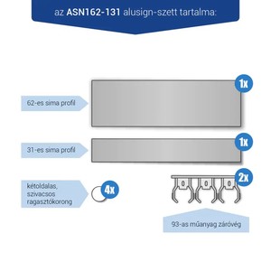 Infótábla, alusign FIX, sima, 62+31 mm, 1+1 sor