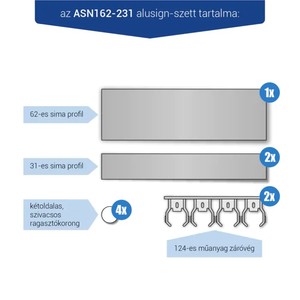 Infótábla, alusign FIX, sima, 62+2x31 mm, 1+2 sor