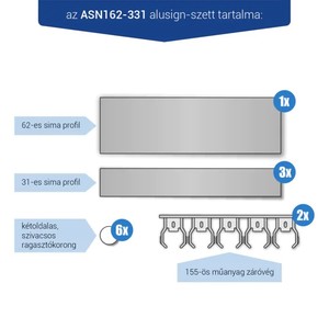 Infótábla, alusign FIX, sima, 62+3x31 mm, 1+3 sor