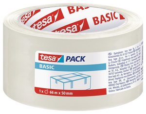 Ragasztószalag 48mm x 66m, TESA Basic 58570, címkézett, átlátszó