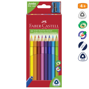 Színes ceruza 10 db készlet, FABER-CASTELL 116510 Jumbo háromszögletű