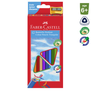 Színes ceruza 12 db készlet, FABER-CASTELL 120512EU, Eco, háromszögű