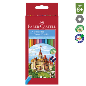 Színes ceruza 12 db készlet, FABER-CASTELL Classic, hatszögletű