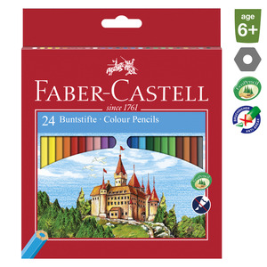 Színes ceruza 24 db készlet, FABER-CASTELL, hatszögű, Várképes!