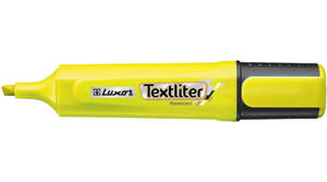 Szövegkiemelő LUXOR Textliter, lapos testű, 1-4,5 mm, sárga