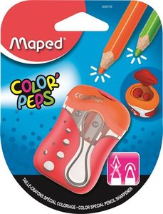 Hegyező 2 lyukú, MAPED Color` Peps, tartályos, tompára hegyező, vegyes