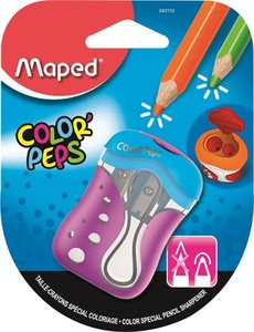 Hegyező 2 lyukú, MAPED Color` Peps, tartályos, tompára hegyező, vegyes