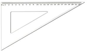Vonalzó 60°, 23 cm, GRS, háromszögű, műanyag, átlátszó
