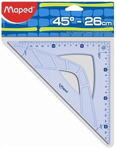 Vonalzó 45°, 26 cm, MAPED Graphic, háromszögű, számskála: 17 cm