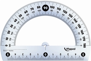 Szögmérő 180°, 10 cm, MAPED Graphic, műanyag, átlátszó