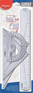 Vonalzó készlet 4 db-os, MAPED Graphic, műanyag, átlátszó