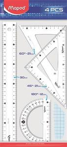 Vonalzó készlet 4 db-os, MAPED Start, nagy, műanyag, átlátszó