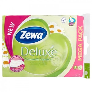 Toalettpapír, 3 rétegű, ZEWA Deluxe Camomile Comfort, 24 tekercs,