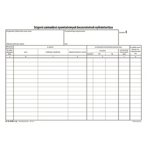 Szigorú számadású nyomtatvány nyilvántartása A4, 25 lap, A4, B.15-46/B