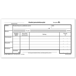 Kiadási pénztárbizonylat, B.318-103/V, fekvő, 25x2 lap, vegykezelt